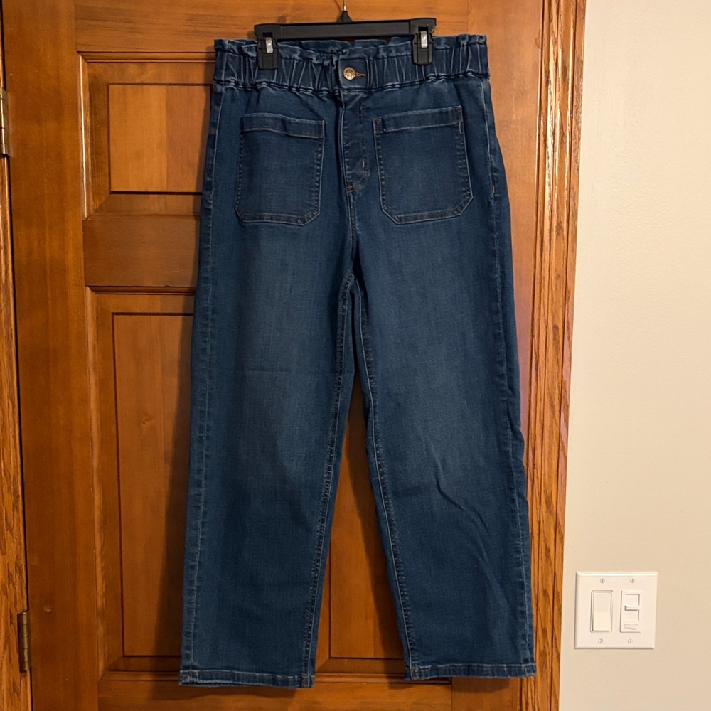 DENIM & CO. paper-bag waist wide leg jeans
